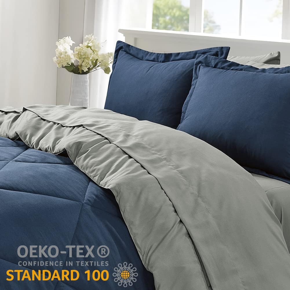 AUCT 20938 - Furnishh 5 Pieces Comforter Set Twin Bed in a Bag, Reversible Bed Set with Comforter, Flat - Image 2