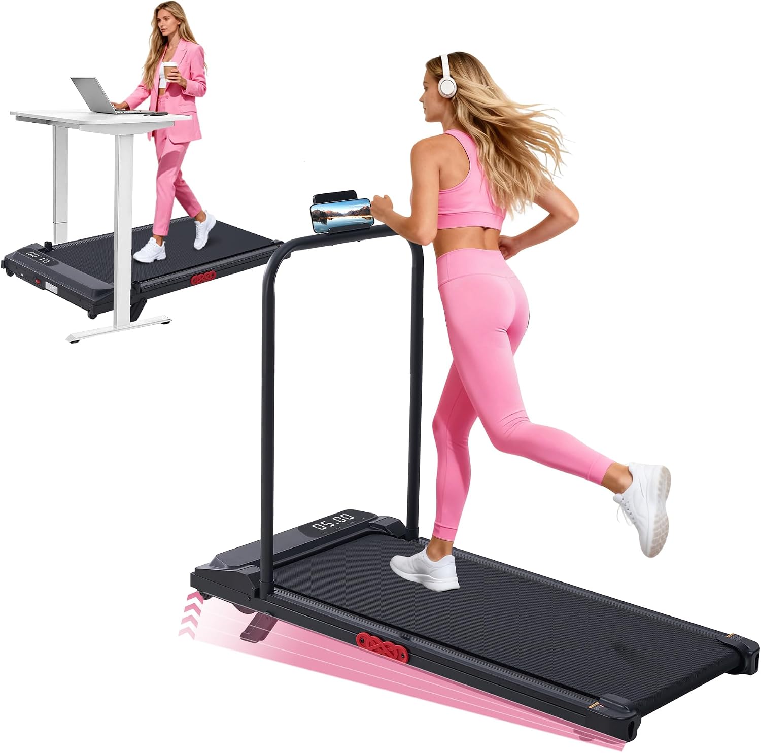 AUCT 22075 - $114 Walking Pad with Incline and Handle Bar, Portable Treadmill for Home Small, Electric