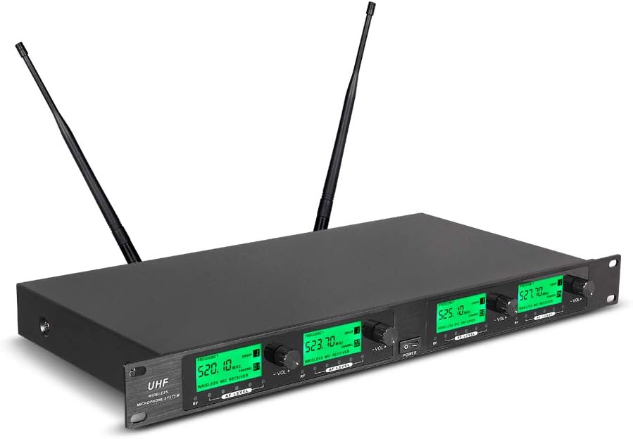 AUCT 22492 - $139 Wireless Microphone System Pro UHF 4 Channel 4 Lavalier Bodypacks 4 Lapel Mic 4 Heads - Image 3