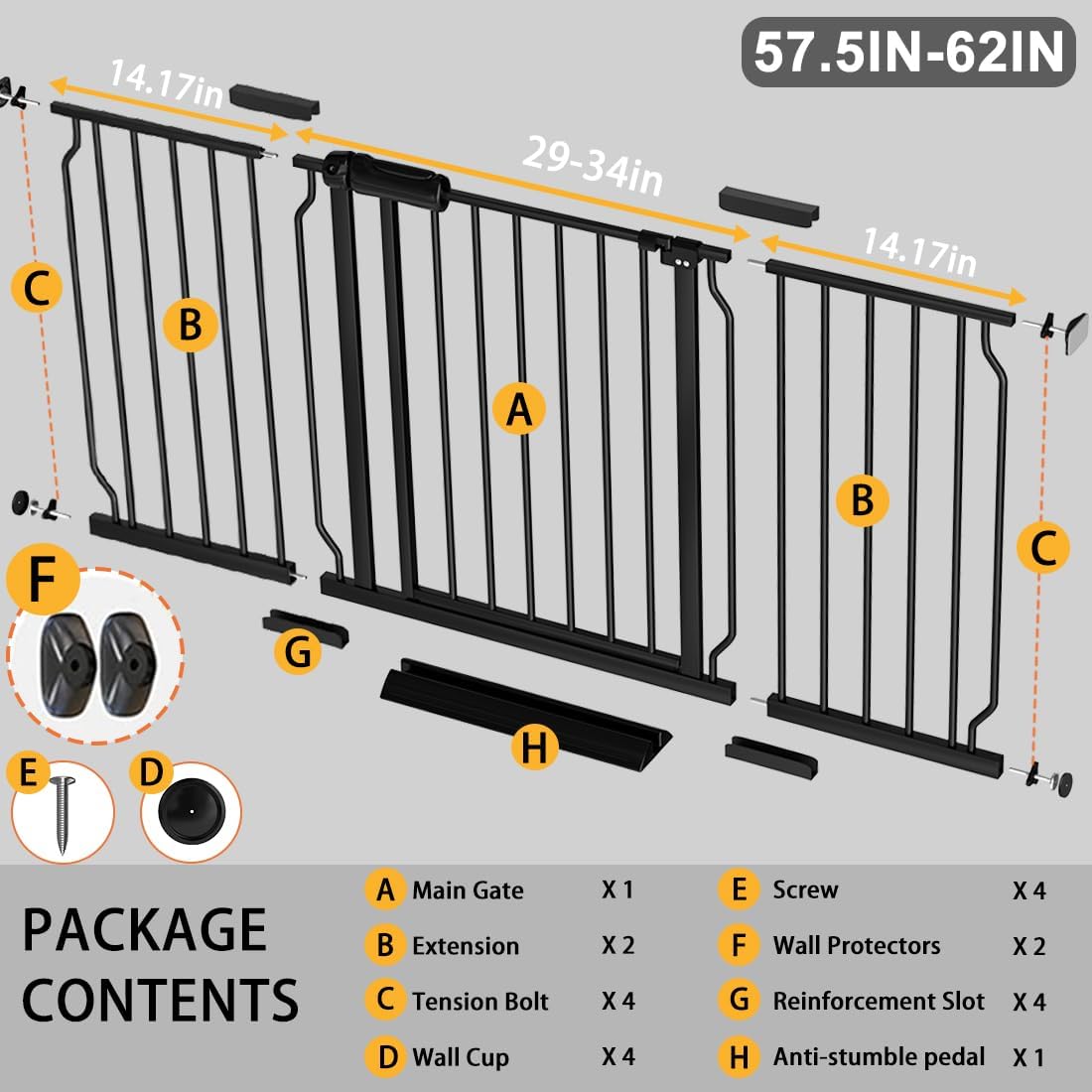 AUCT 21697 - $150 Fairy Baby 57.5-62 Inch Extra Wide Baby Gate Indoor for Stairs & Doorways - Image 2