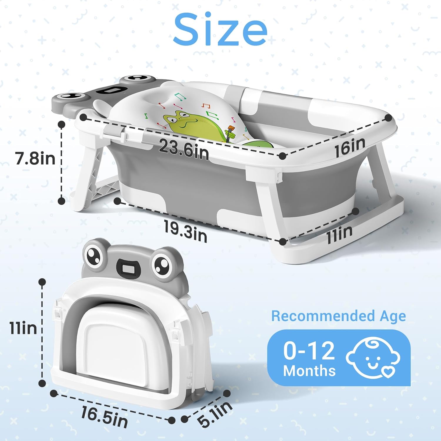 AUCT 20710 - BUNWAG Baby Bathtub, Collapsible Newborn Bathtub for Infant to Toddler with Soft Cushion a - Image 3