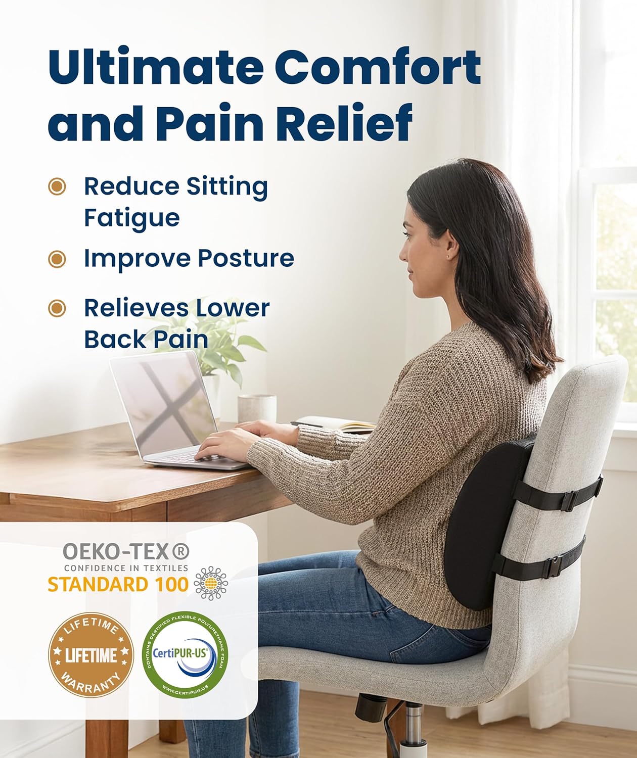 AUCT 20547 - Everlasting Comfort The Original Lumbar Support Pillow for Office Chair - Improves Posture - Image 2