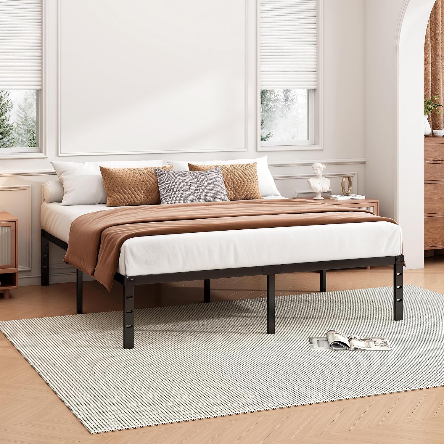 AUCT 21783 - Hafenpo 14 Inch Full Bed Frame, Under Bed Storage, Black - Image 4