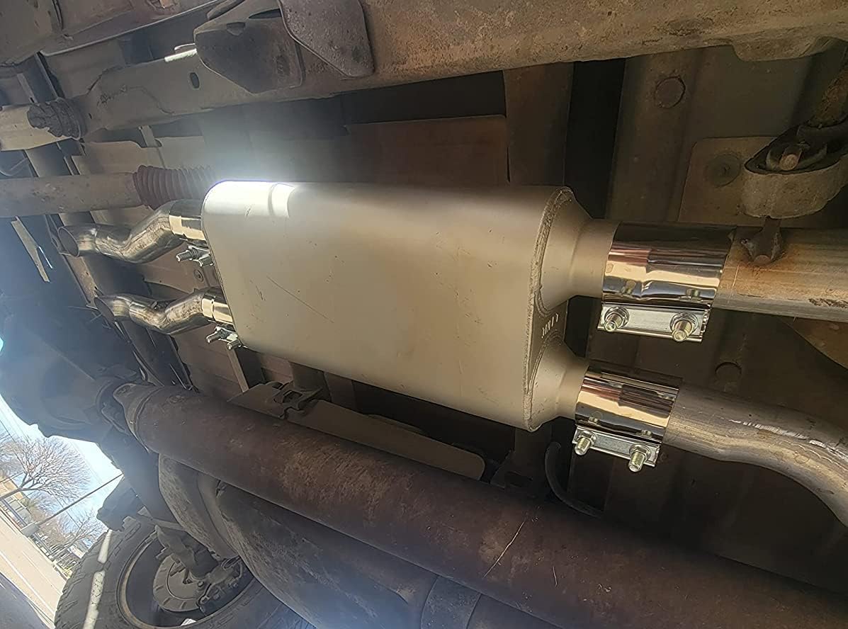 AUCT 20571 - $57 Universal 80Series Mufflers 2.5 Inch Dual Inlet (ID) 2.5 Inch Dual Outlet (ID), 3 Cham - Image 4