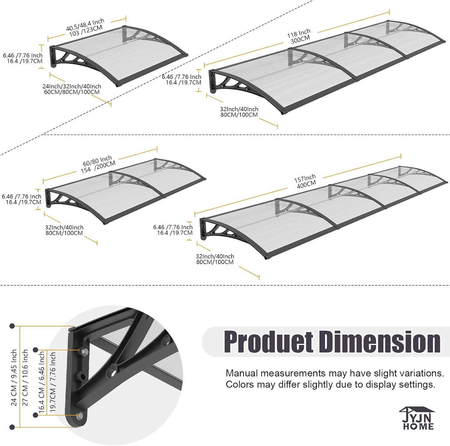 AUCT 20921 - $80 40x40 Inch Window Door Awning Exterior,Polycarbonate Outdoor Overhang Canopy Shelter,U - Image 2