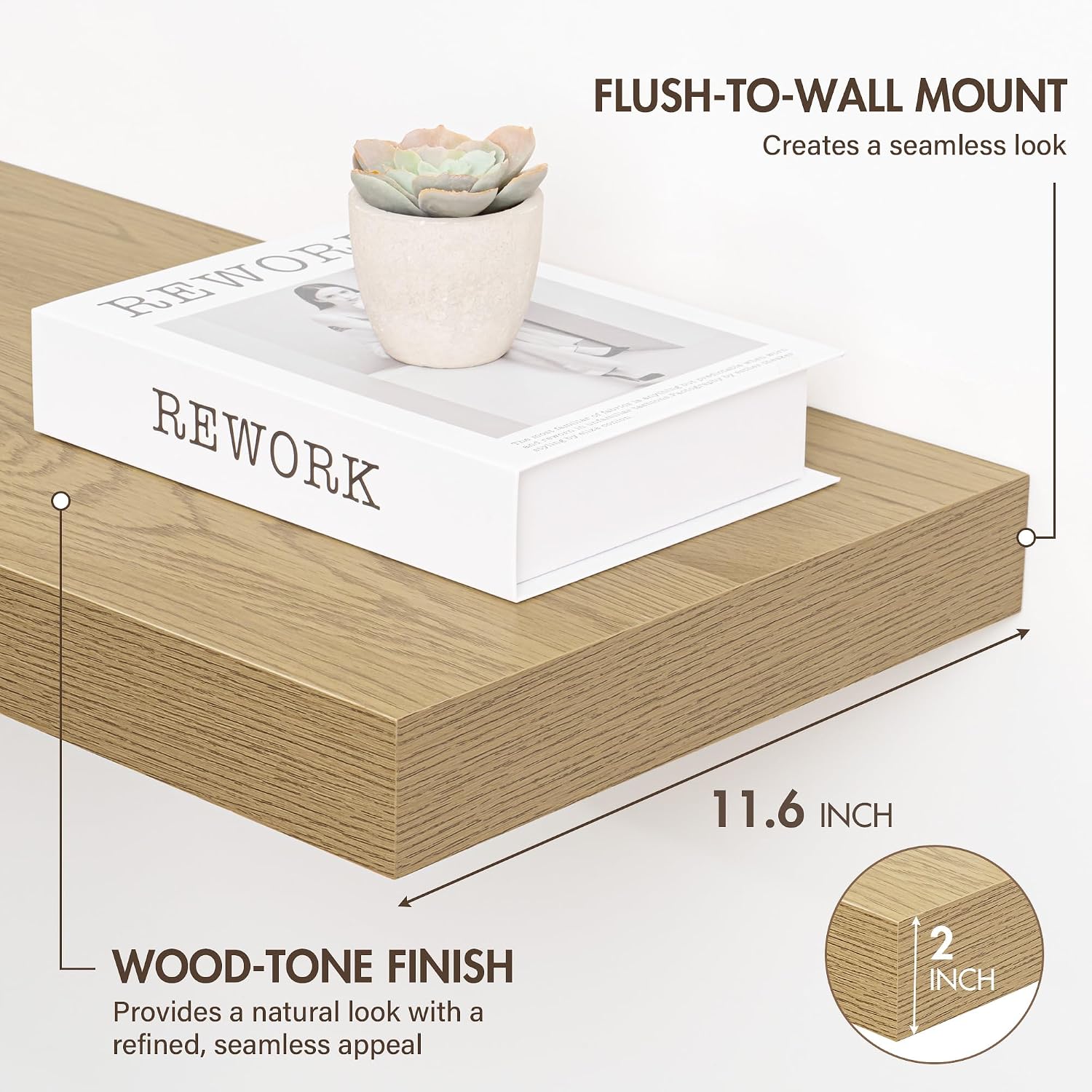 AUCT 20430 - $96 Acovy 48 Inch Floating Shelves, 12" Deep Floating Shelf Wall Mounted, 48" Wall Shelves - Image 3