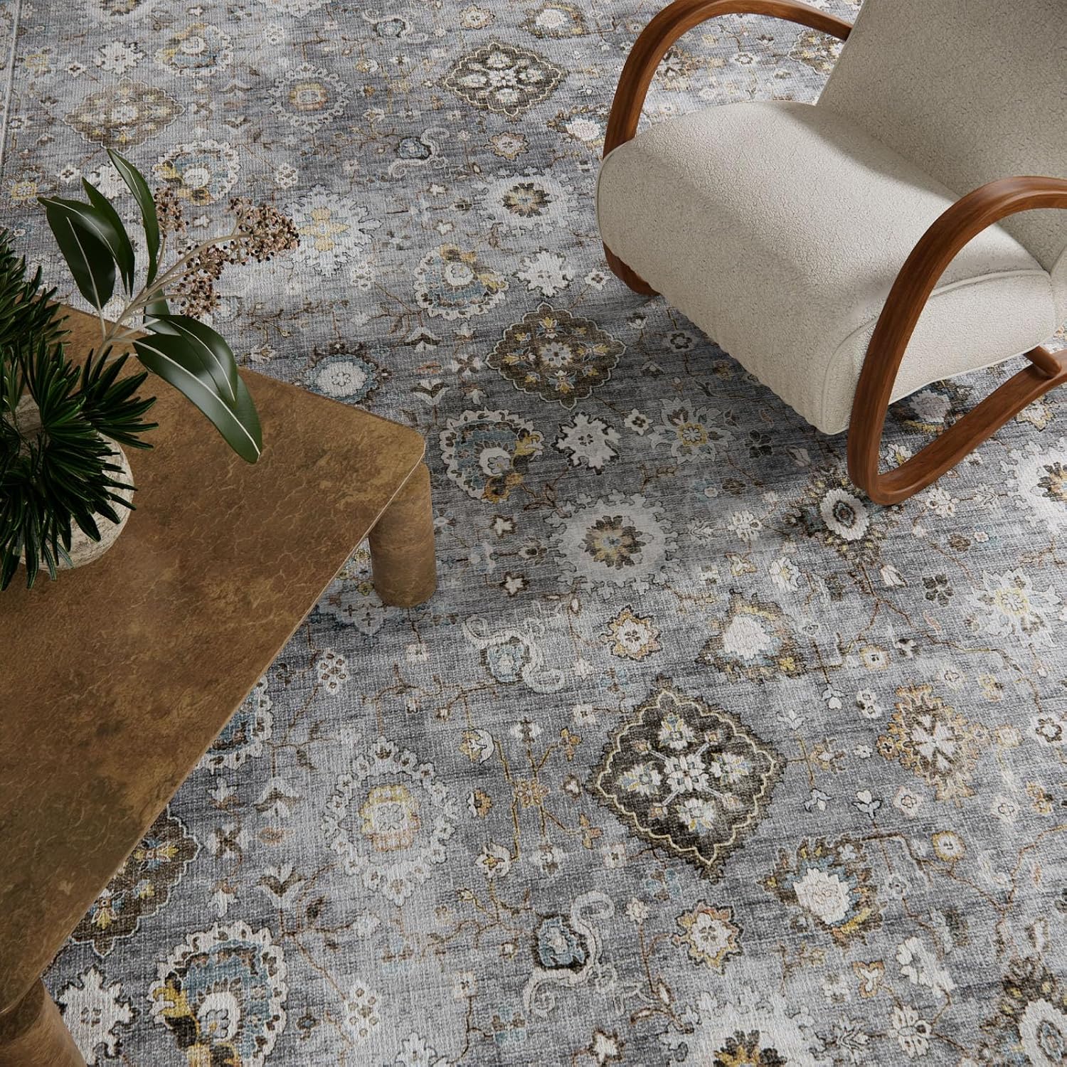 AUCT 20894 - $152 Machine Washable Rug for Living room: 9x12 Area Rugs Boho Vintage Rugs Stain Resistan - Image 4