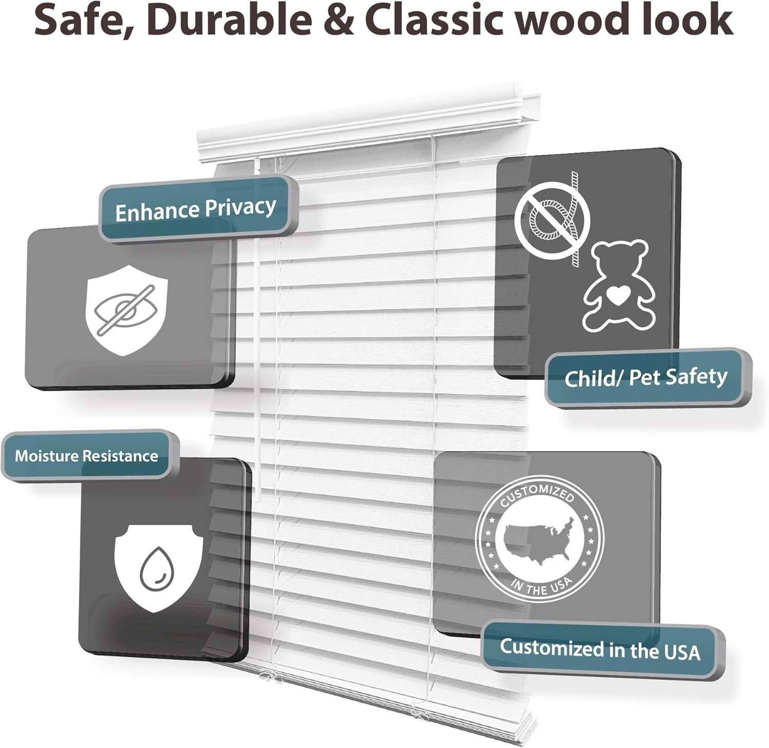AUCT 20459 - $68 DEZ FURNISHINGS Cordless 2" Faux Wood Blind, 50" W x 64" H, White - Image 4