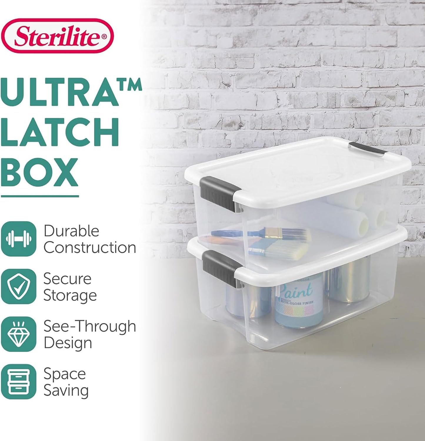 AUCT 21053 - Sterilite Ultra Latch Box with Lids for Home and Office, 18 Quart, 6-Pack - Image 2
