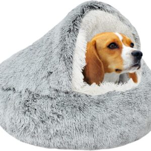 AUCT 20885 - SUOXU Small Dog Bed, Nest Warm Super Soft Plush Faux Fur Washable Dog Bed with Non-Slip Bo