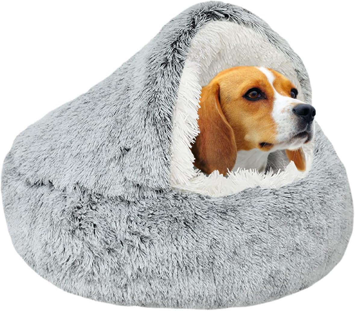 AUCT 20885 - SUOXU Small Dog Bed, Nest Warm Super Soft Plush Faux Fur Washable Dog Bed with Non-Slip Bo