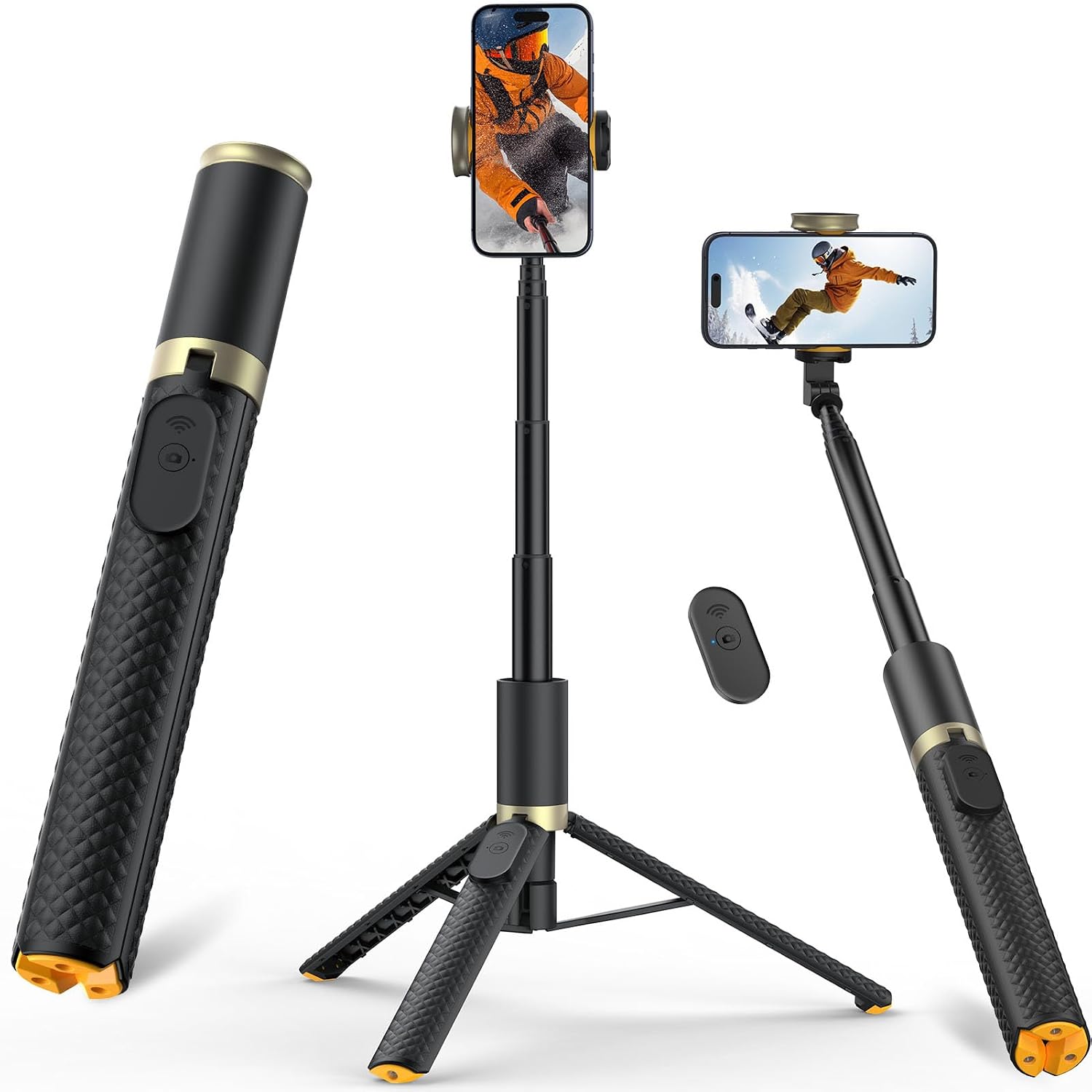 AUCT 20871 - Tripod for iPhone, Selfie Stick with Remote, Stable & Durable Phone Tripod
