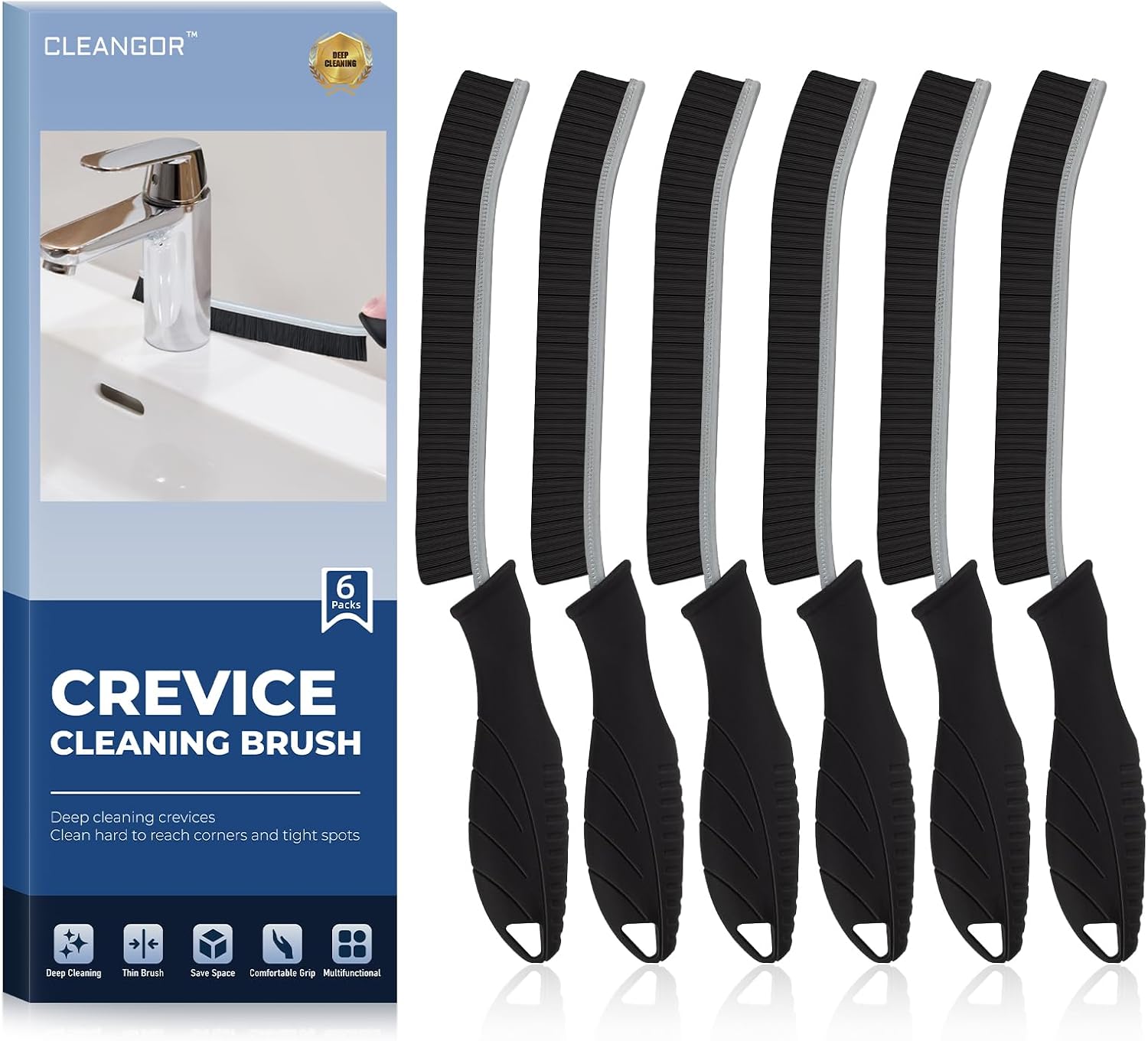 AUCT 22287 - CLEANGOR Crevice Cleaning Brushes, Cleaner Scrub Brush Tool for Crevice