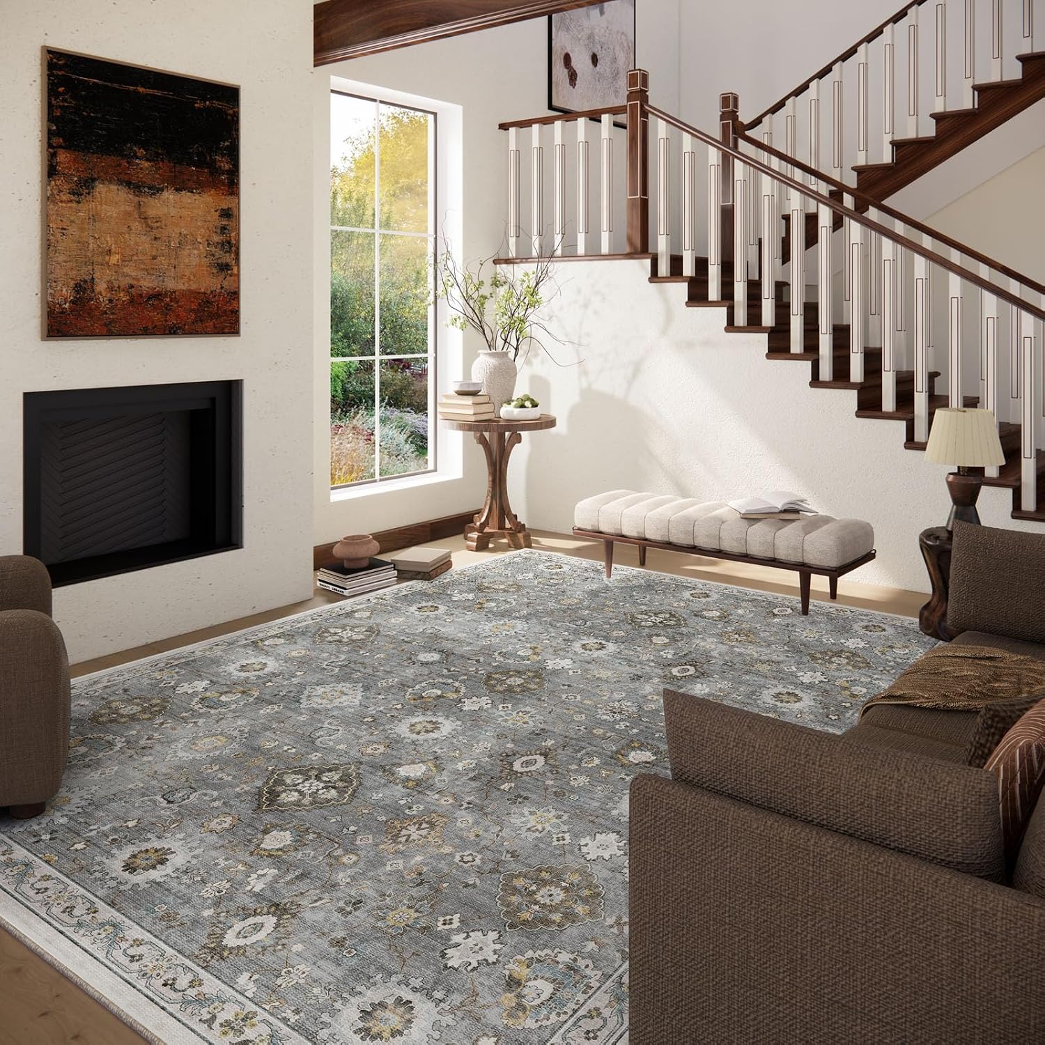 AUCT 20894 - $152 Machine Washable Rug for Living room: 9x12 Area Rugs Boho Vintage Rugs Stain Resistan - Image 2