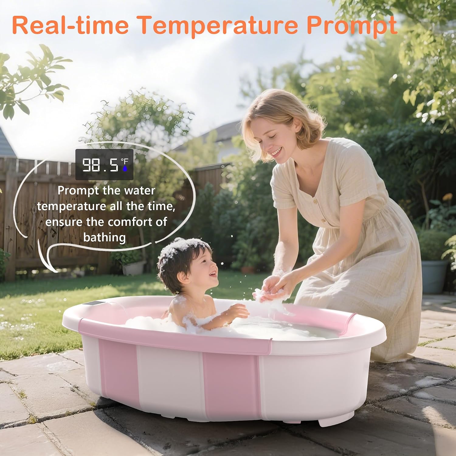 AUCT 21771 - Collapsible Baby Bathtub - Large Baby Bath Tub with Thermometer & Cushion | Travel Portabl - Image 4