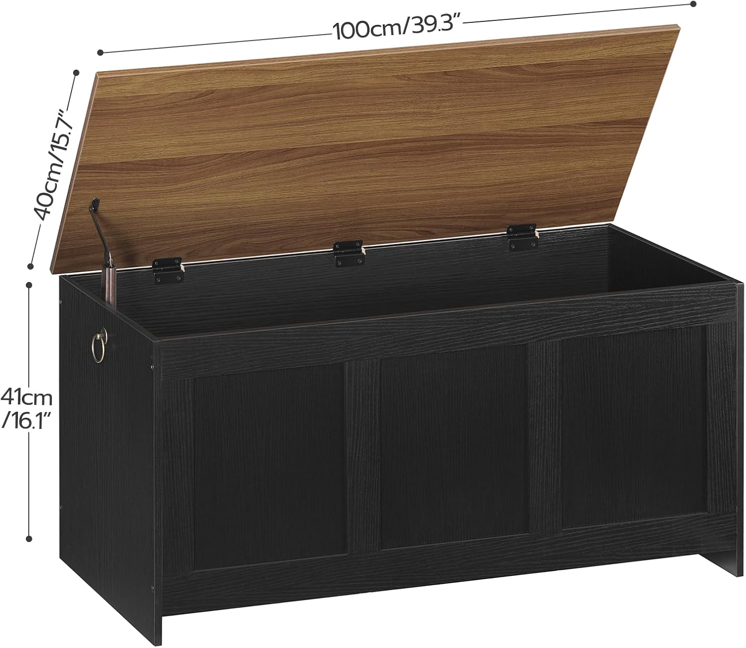 AUCT 22264 - $70 HOOBRO Storage Bench, 39.3" Retro Wooden Storage Chest, Wooden Storage Trunk, Toy Ches - Image 3
