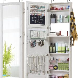 AUCT 21073 - $130 GISSAR Jewelry Mirror Armoire Wall Mount Over The Door Mirror Jewelry Cabinet Storage
