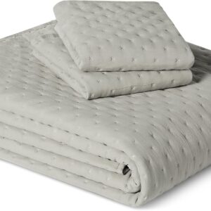 AUCT 22496 - Amazon Basics Brushed Microfiber Quilt Set, Extra Soft with Natural Texture, 3-Piece, Quee