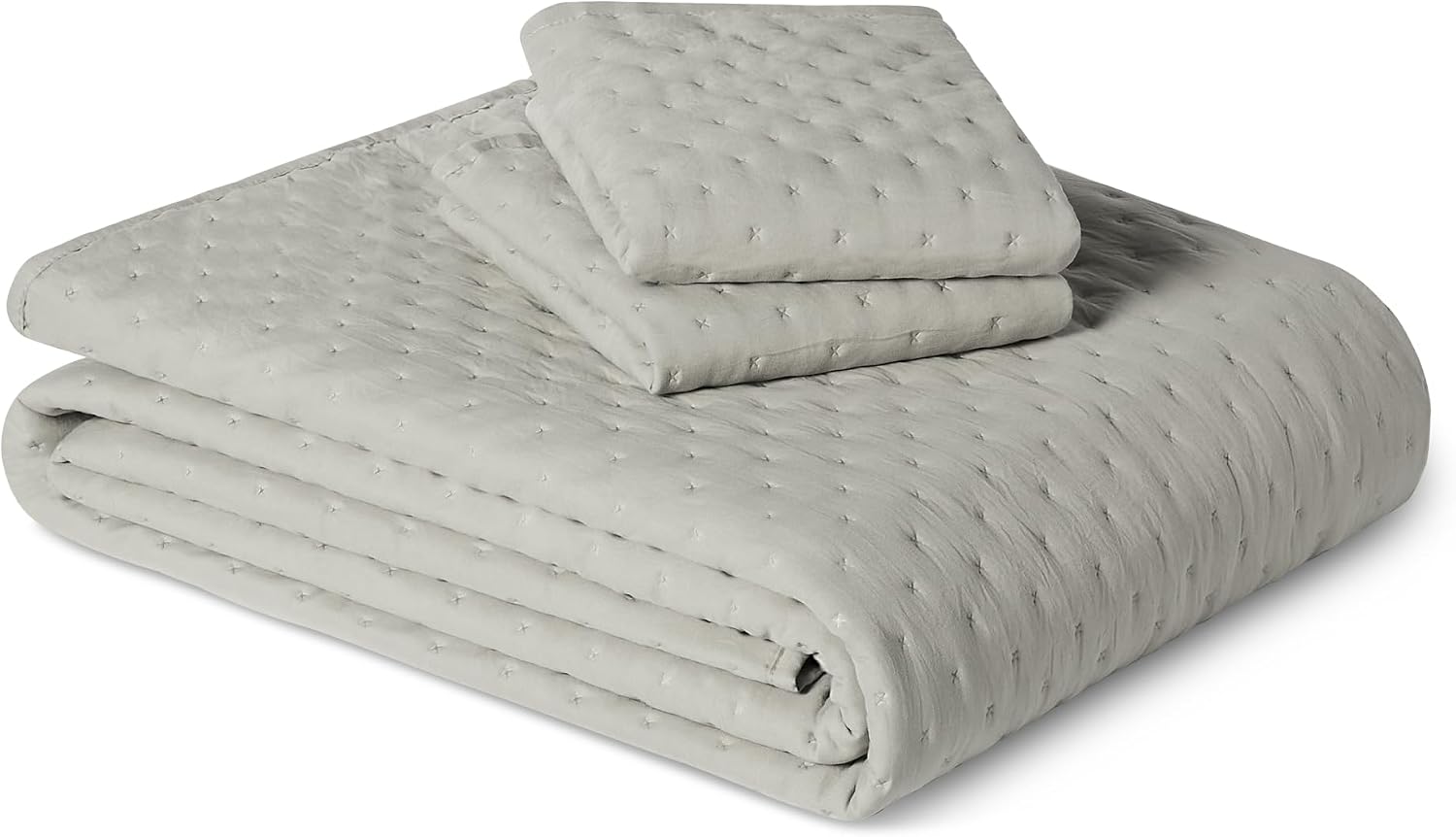 AUCT 22496 - Amazon Basics Brushed Microfiber Quilt Set, Extra Soft with Natural Texture, 3-Piece, Quee