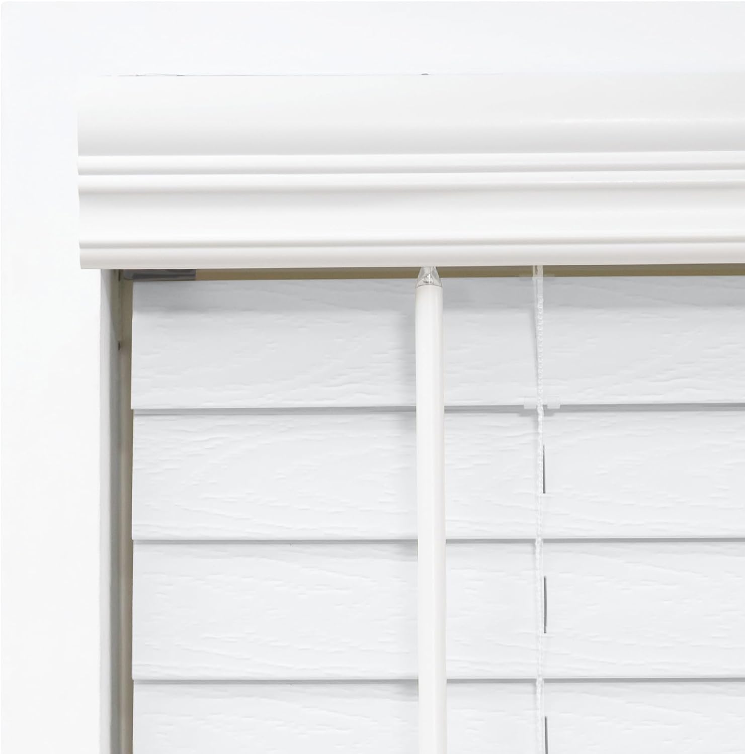 AUCT 22267 - DEZ FURNISHINGS Cordless 2" Signature Faux Wood Blind, 40" W x 60" H, Embossed White - Image 4