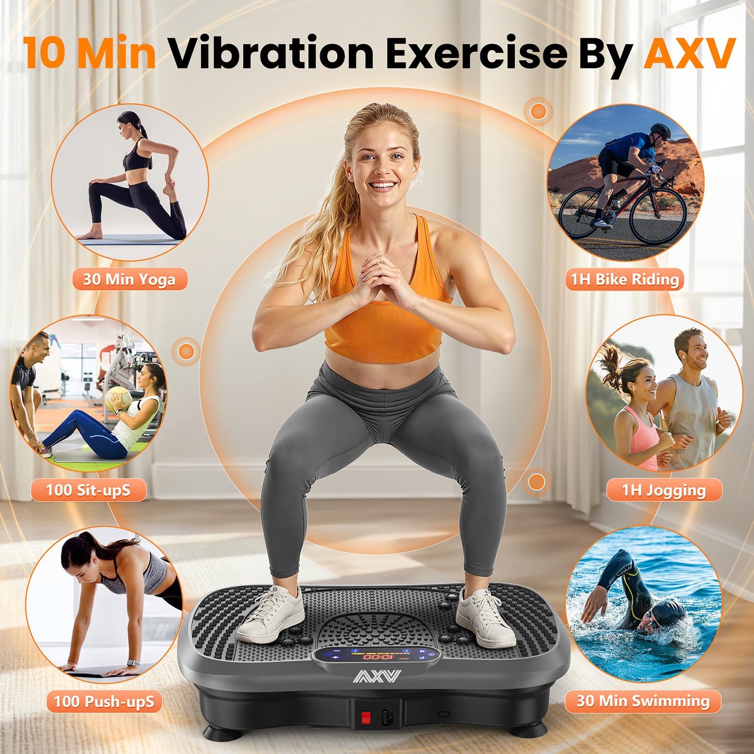 AUCT 21145 - $130 AXV Vibration Plate Exercise Machine Fitness Platform Body Vibrating Board - Image 2