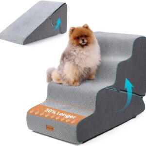 AUCT 20883 - Gardner Pet Dog Stairs for Small Dogs 22" H, 2 in 1 Transformable 4-Step Pet Stairs and Do