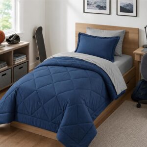 AUCT 20938 - Furnishh 5 Pieces Comforter Set Twin Bed in a Bag, Reversible Bed Set with Comforter, Flat