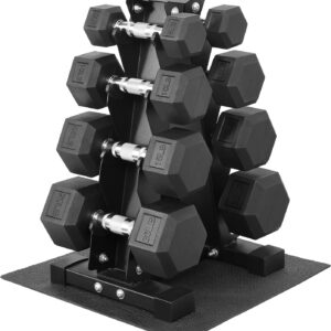 AUCT 21788 - $144 Fitvids Rubber Coated Hex Dumbbell Set with Storage Rack, 100/150/200/550 LB Hand Wei