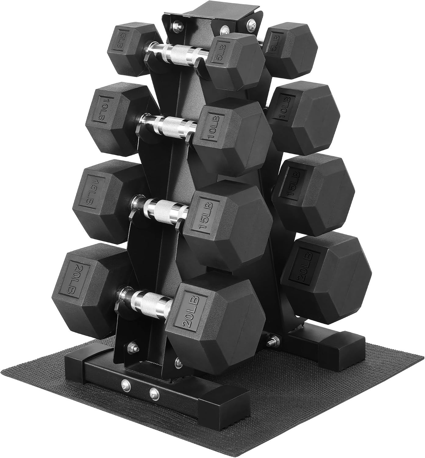 AUCT 21788 - $144 Fitvids Rubber Coated Hex Dumbbell Set with Storage Rack, 100/150/200/550 LB Hand Wei