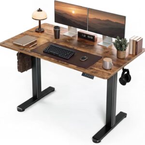 AUCT 22637 - $110 Claiks Electric Height Adjustable Standing Desk, 48x24 Inch, Rustic Brown