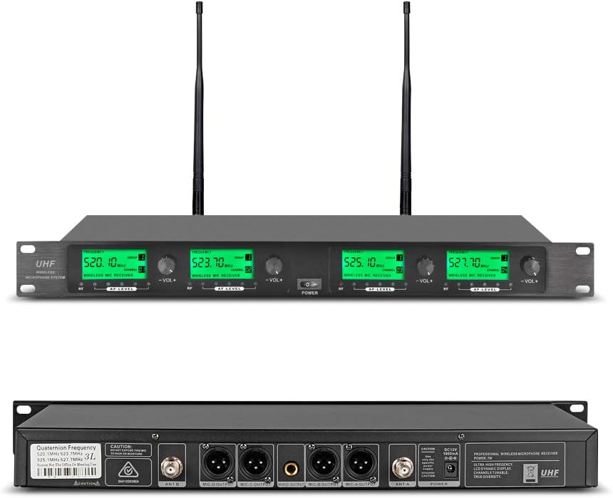 AUCT 22492 - $139 Wireless Microphone System Pro UHF 4 Channel 4 Lavalier Bodypacks 4 Lapel Mic 4 Heads - Image 2