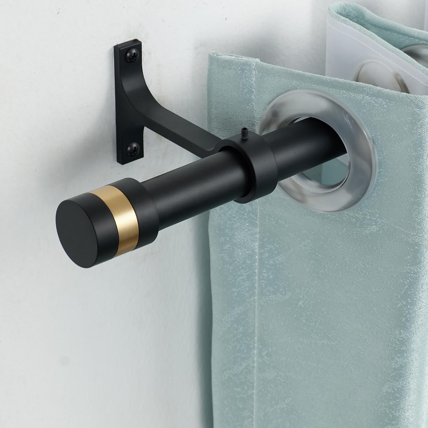 AUCT 21215 - 1Inch Diameter Single Curtain Rods with Decorative Finials 72-144inch, Matte Black - Image 4