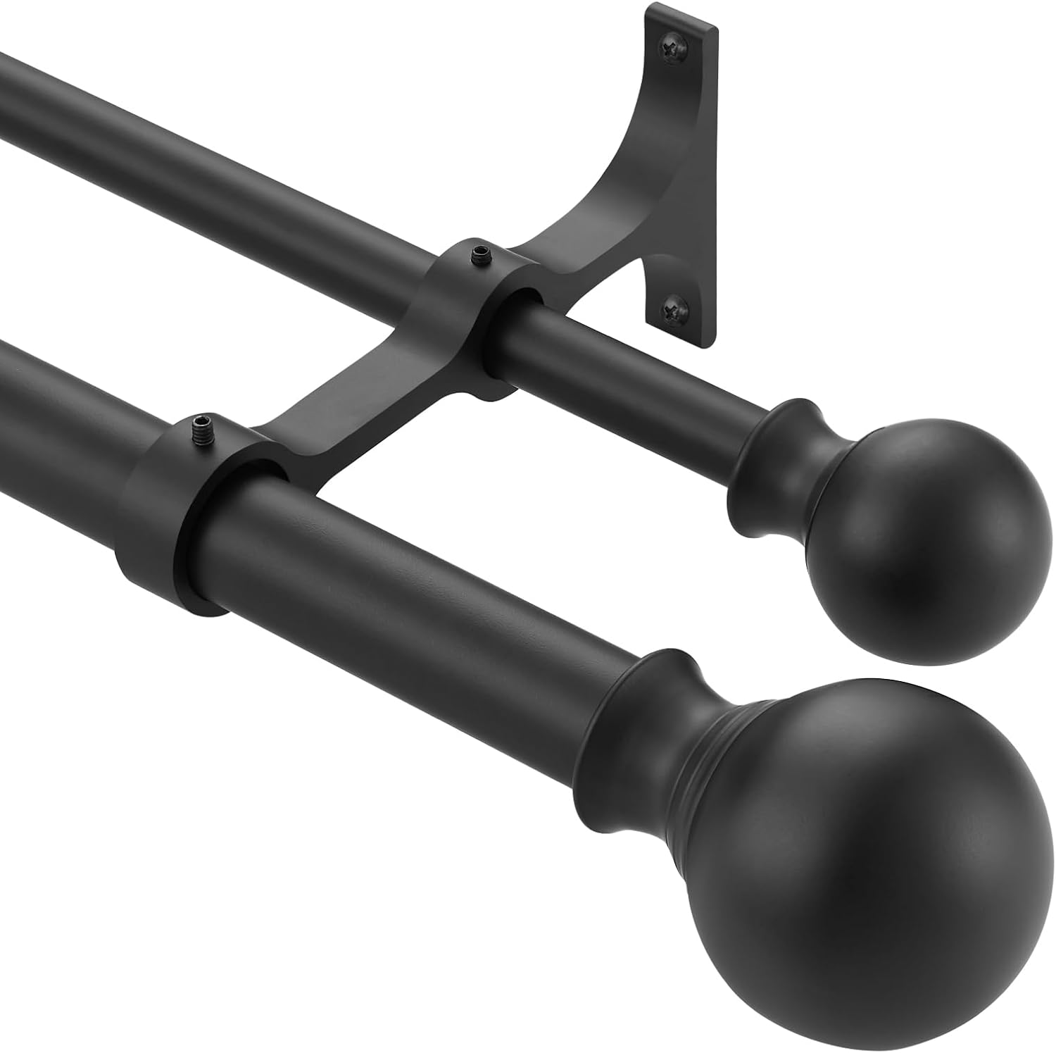 AUCT 22103 - Double Curtain Rods 72-144 Inches with Round Finials, 1 Inch Heavy Duty Drapery Rod with U - Image 2