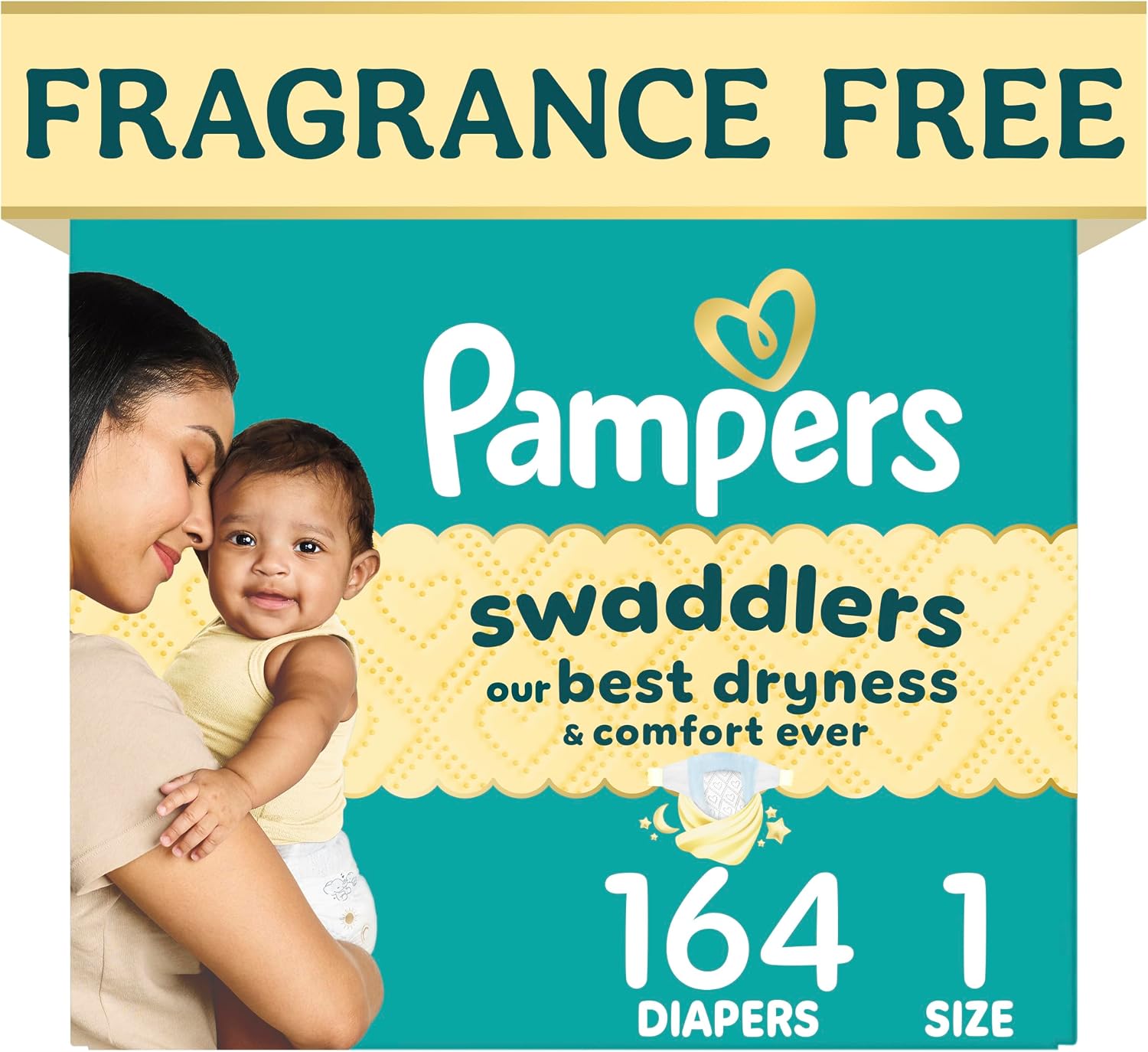 AUCT 22511 - Swaddlers Diapers, Size 1 (8-14 lbs), 164 Count, Fragrance Free, Hypoallergenic, Absorbent
