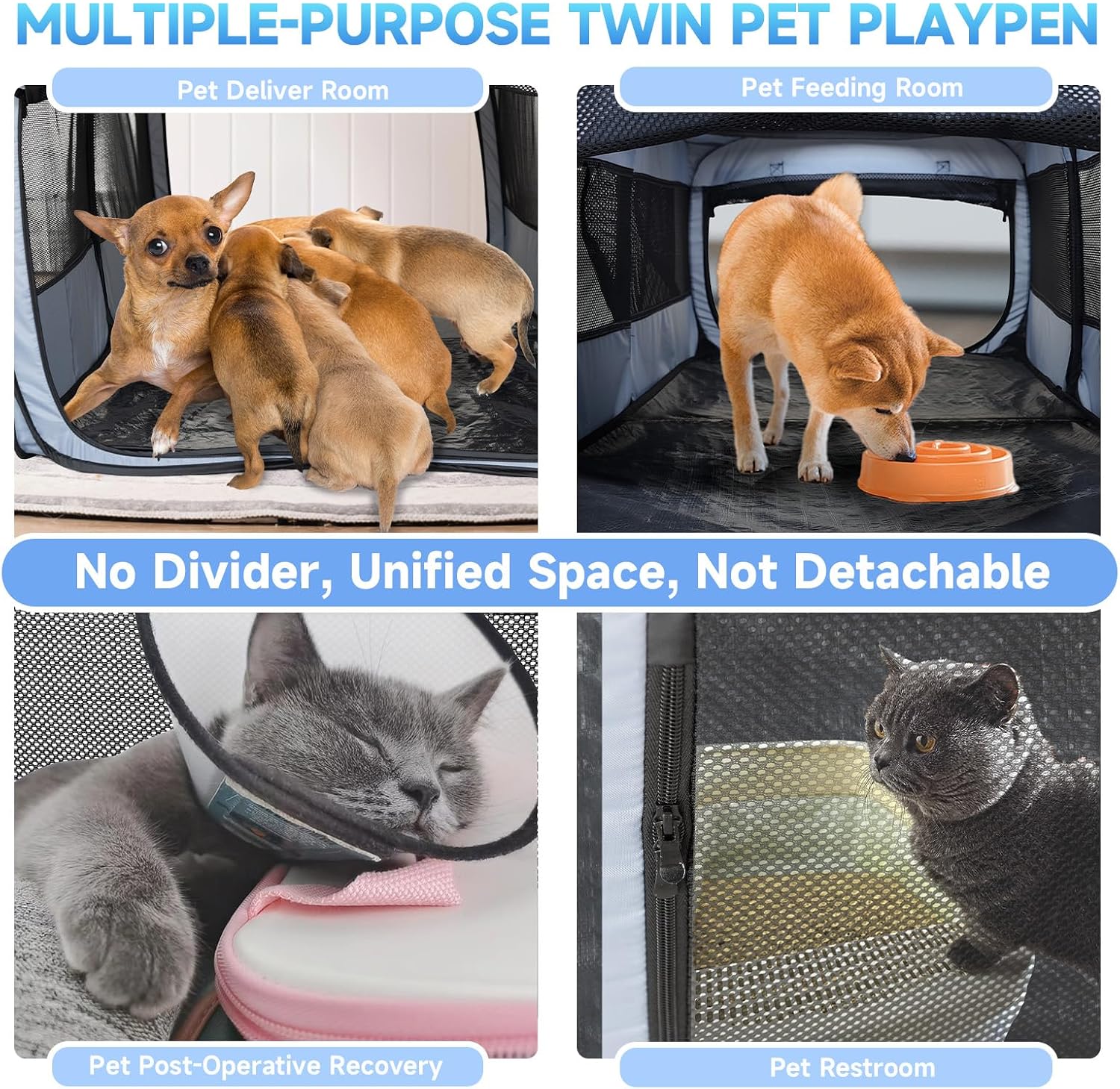 AUCT 20750 - $90 2-in-1 Dog Playpen, 58'Pop Up Cat Puppy Pet Playpen Indoor/Outdoor Cats Enclosed, Cat - Image 4