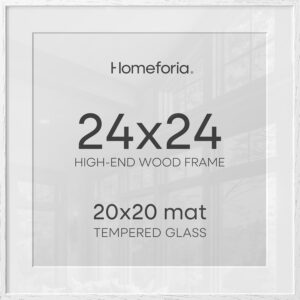 AUCT 21046 - $72 Homeforia 24x24 White Oak Picture Frame, High-End Wood, 20x20 Mat, Glass