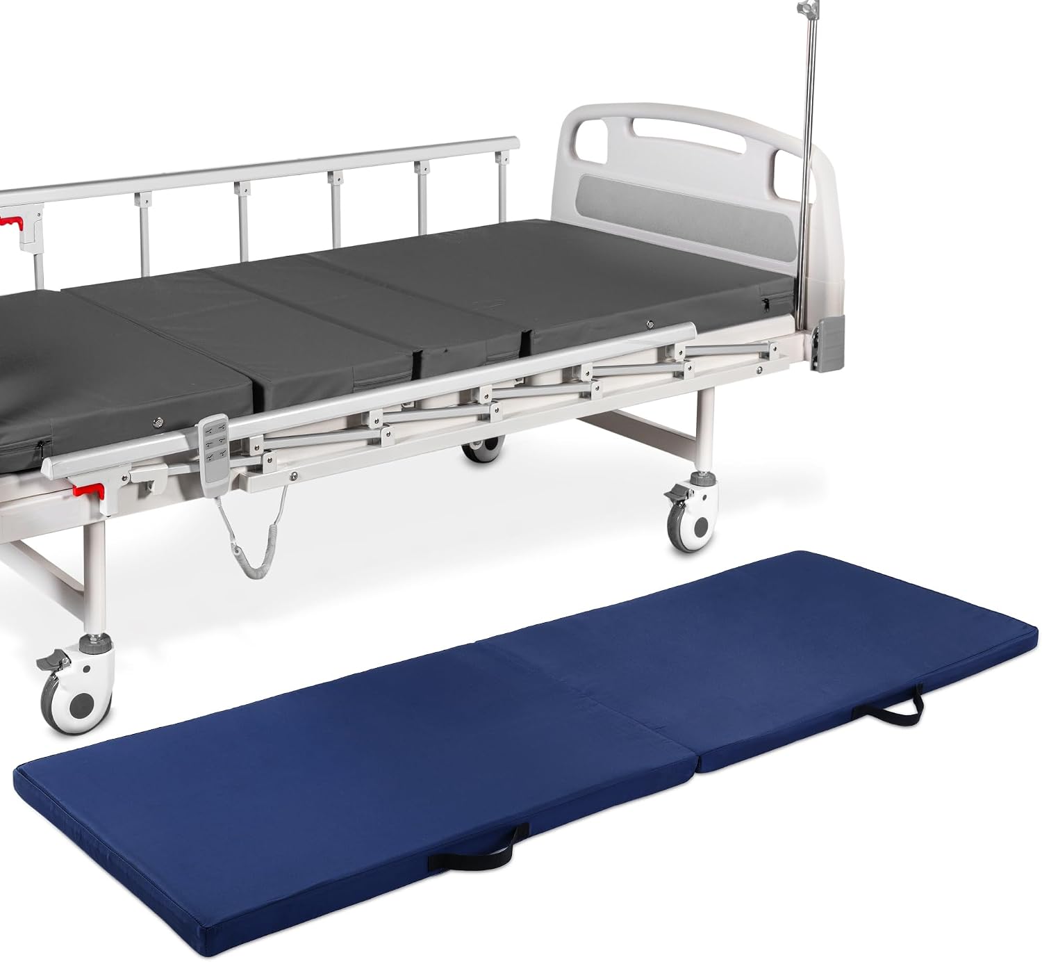 AUCT 21431 - $53 MABOZOO Fall Mats for Elderly, 70"*24"*2" Waterproof Bi-Fold Floor Mat Beveled Bedside