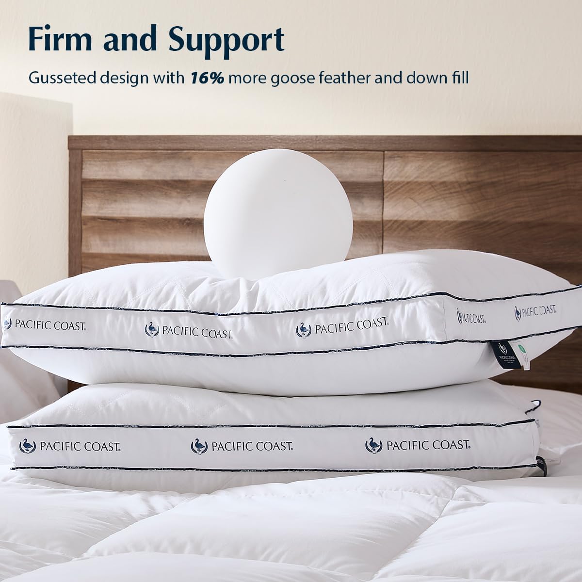 AUCT 21507 - $90 Pacific Coast Goose Feather and Down Firm Pillows King Size Set of 2, Bed Pillows for - Image 2