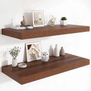 AUCT 20848 - $91 Heimlove 36 x 12 Deep Floating Shelves Wall Mounted Set of 2 Walnut