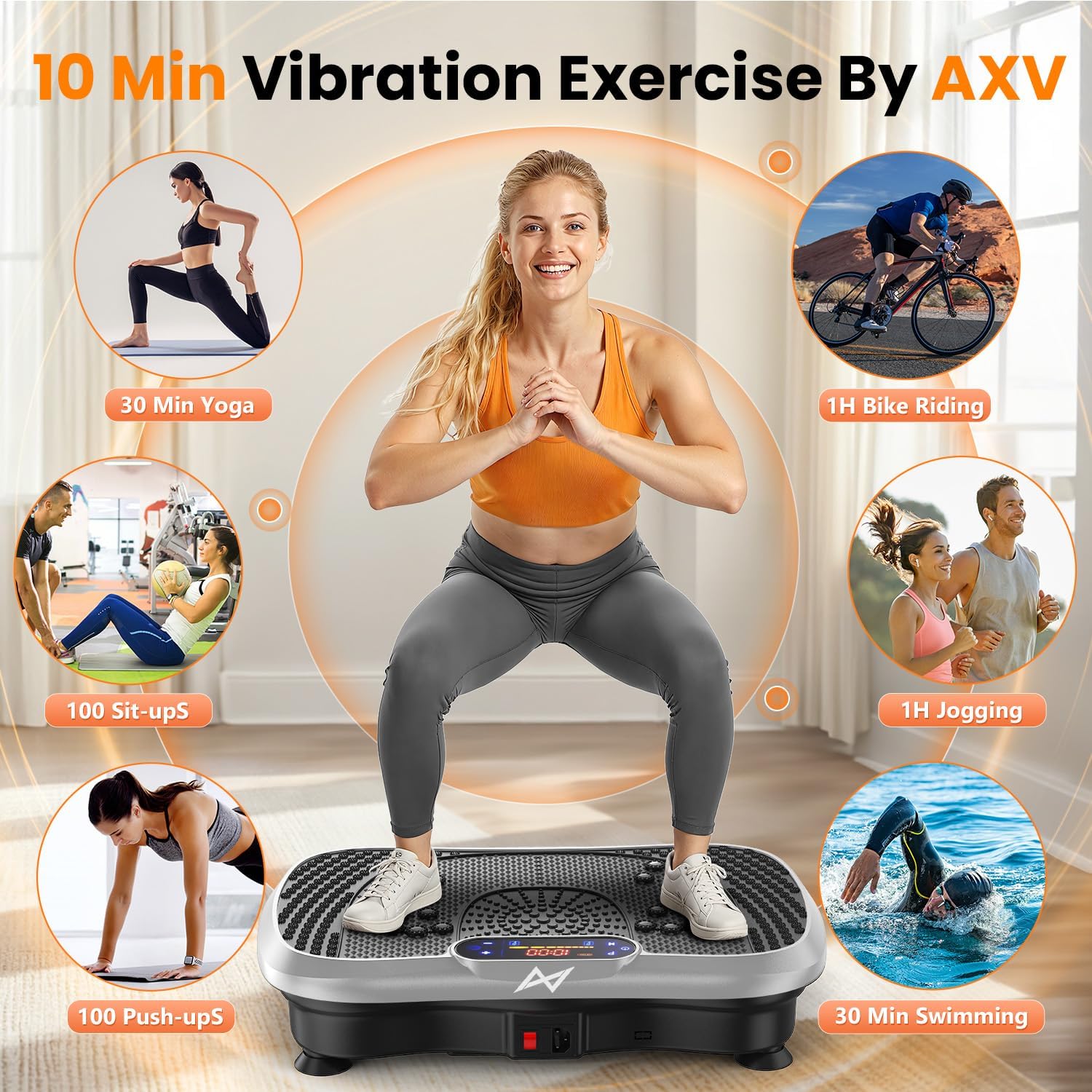 AUCT 20957 - $130 AXV Vibration Plate Exercise Machine Fitness Platform Body Vibrating Board - Image 3