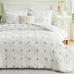 AUCT 22594 - $54 VIVILINEN Full Size Comforter Sets for Girls Floral Bedding Cute Comforter with Tufted