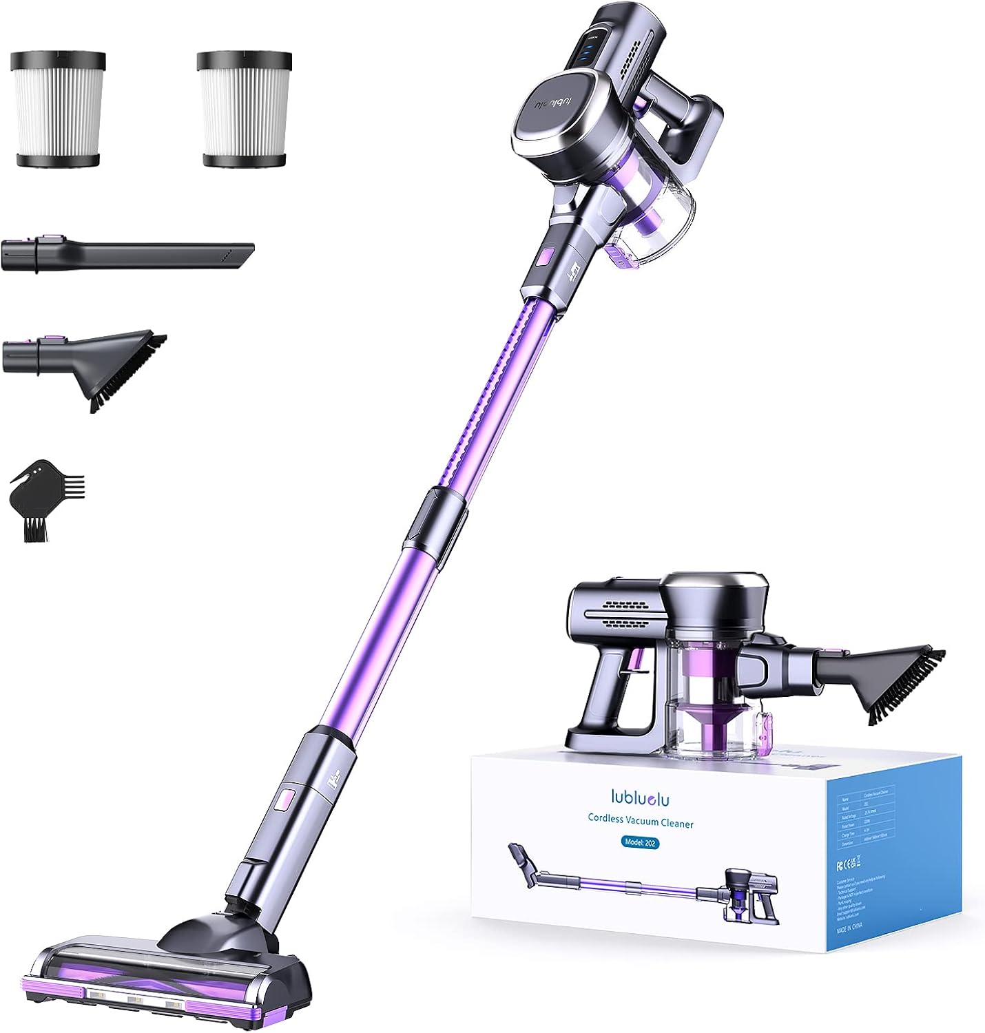 AUCT 20834 - $70 Lubluelu Cordless Vacuum Cleaner, Stick Vacuum Cordless Rechargeable with Lightweight