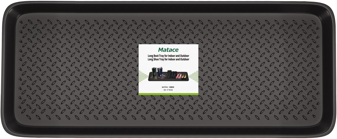 AUCT 22630 - Matace 1 Pack Rubber Large Boot Tray for Entryway,Long Shoe Tray,Slim Boot Mat for Indoor