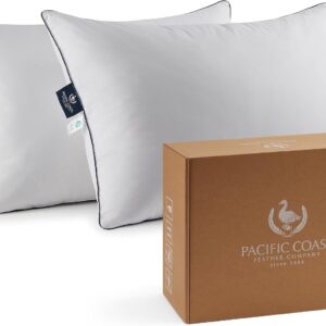 AUCT 20889 - $66 Pacific Coast Bed Pillow, Luxury Hotel Goose Feather and Down Firm Pillow for Sleeping