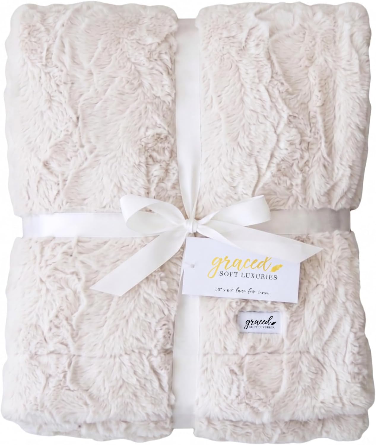AUCT 22551 - GRACED SOFT LUXURIES Faux Fur Throw Blanket Soft Ivory L 50x60