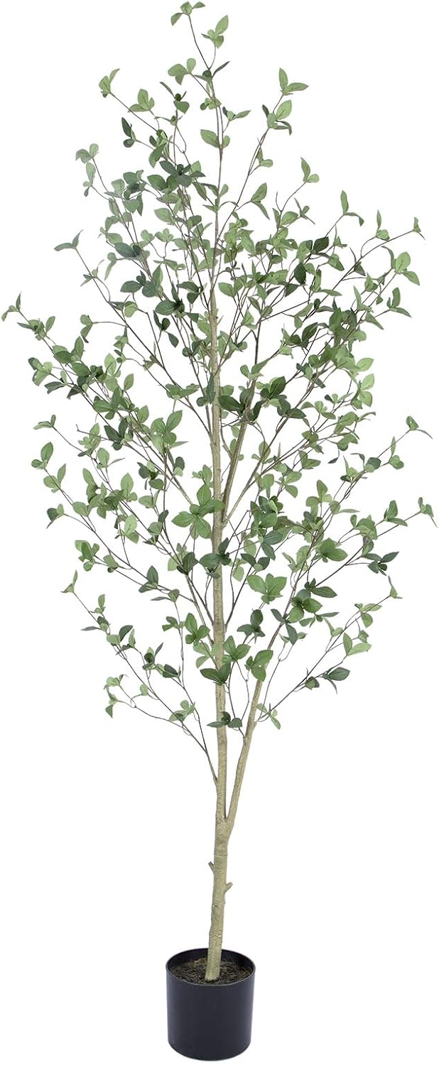 AUCT 20999 - $72 Bellacat 6ft Artificial Quince Leaf Tree with Realistic Trunks, 72in Faux Quince Leaf