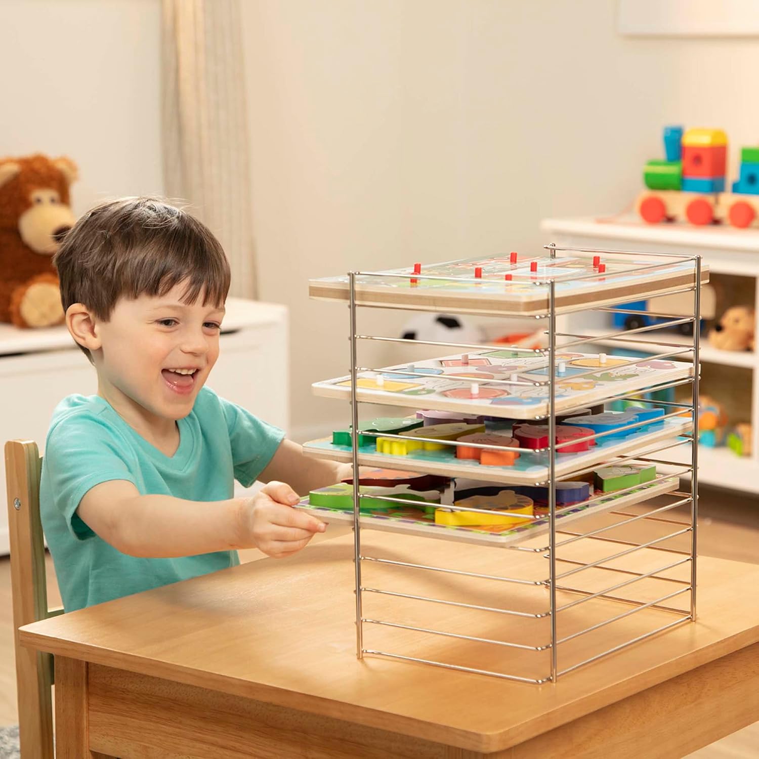 AUCT 20902 - Melissa & Doug Multi-Fit Metal Wire Puzzle Rack 12 inches wide and 0.75 inches deep - Image 2