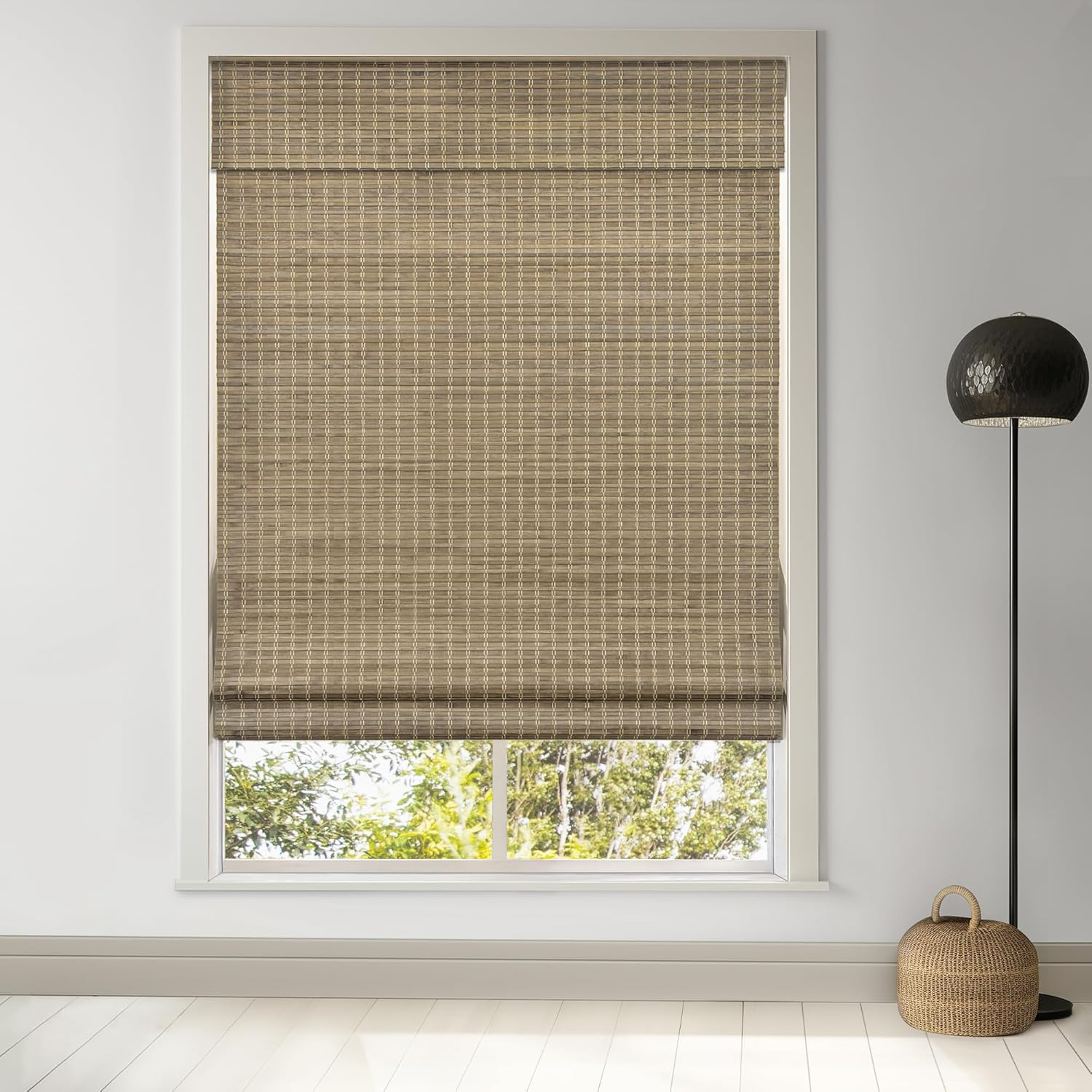 AUCT 21855 - LazBlinds Cordless Bamboo Roman Shades, 29.5x64, BDP-Driftwood