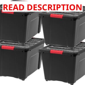 AUCT 22604 - $80 IRIS USA 4-Pack 54 Quart Storage Bins with Lids, Black