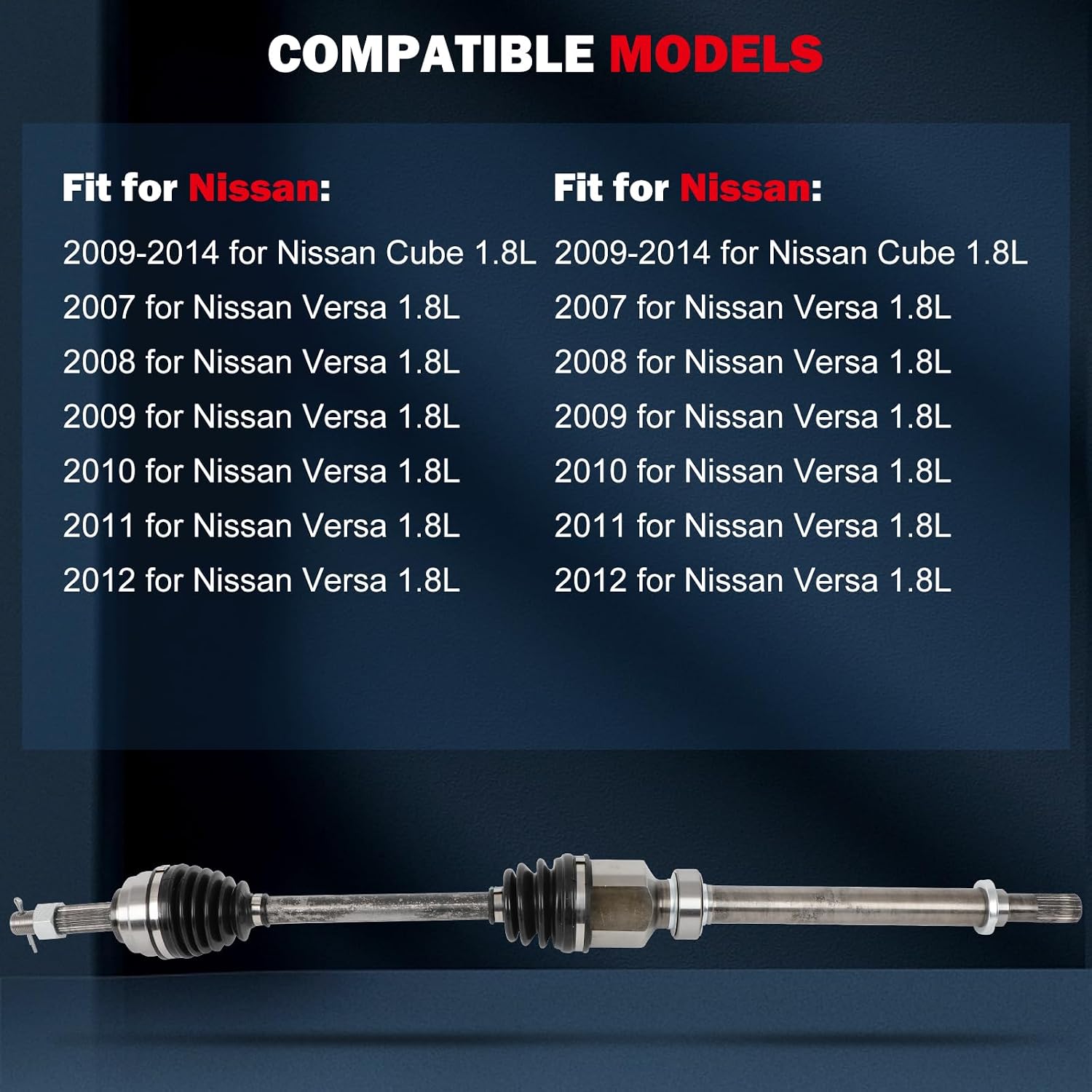 AUCT 22088 - $62 CV Axle NCV53908 for Nissan Cube/Versa 2007-2014 Front Right Auto CVT - Image 2